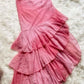 Rosa Hübsches Charmantes Fashion Tube Top Lange Rüschen Chiffon Ballkleid Abendkleid Partykleid nv3436