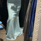Blue Shiny Fashion Elegant Long Satin Floor Length Prom Dress Evening Gown Birthday Party Gown Prom Gown Graduation Gown nv4009