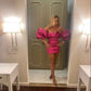 Pink Fashion Elegant Ruffle Off Shoulder Short Mini Evening Dress Prom Dress Party Dress Homecoming Dress nv2477
