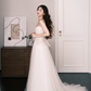 Tulle A Line Wedding Dress Sweetheart Strapless Beaded Boned Bodice Bridal Gown  NV7239