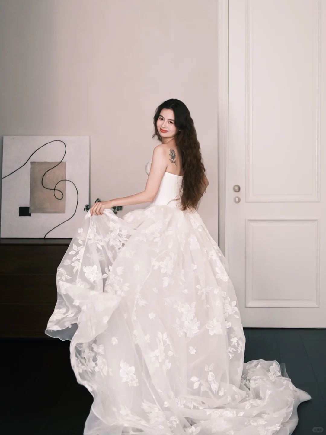 Sweetheart Strapless Boned Tulle Wedding Dress with 3D Flower Appliques  NV7373
