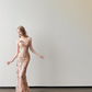 Strapless Champagne Gold Mermaid Prom Dress 3D Floral Sequin Gown  NV7120