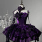 Purple Floral Vintage Cute Short Tulle Homecoming Dress Prom Dress Birthday Dress nv4825