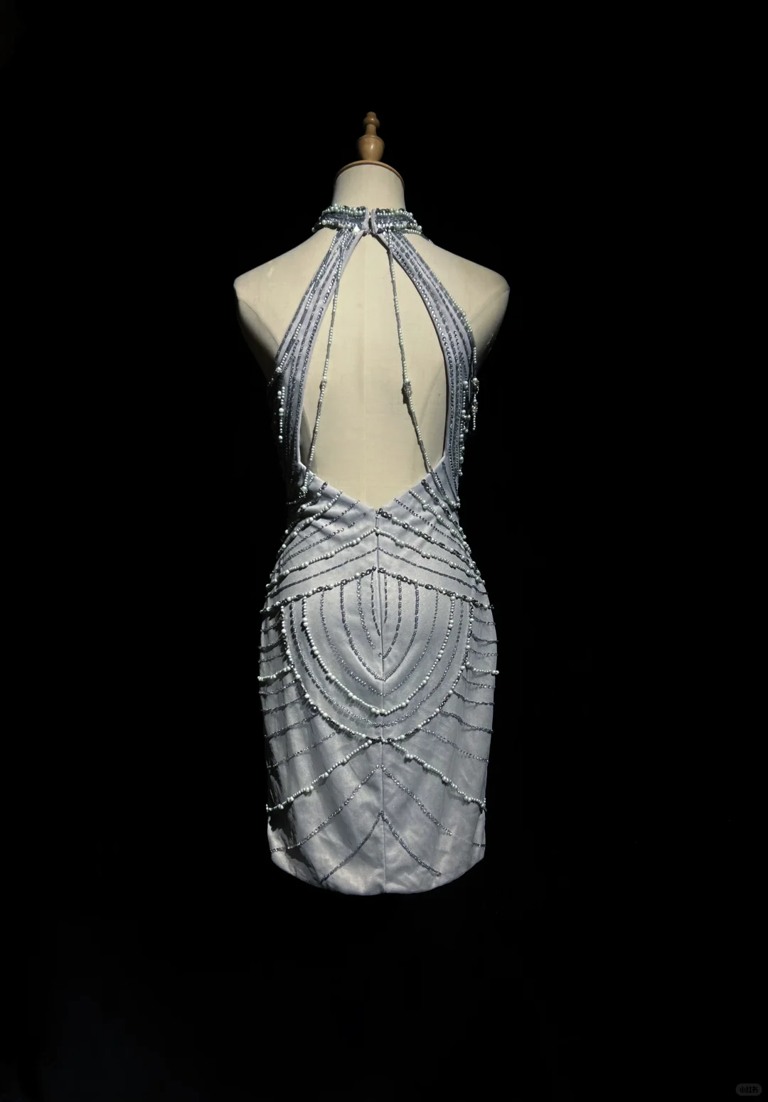 Halter Silver Grey Homecoming Dress Heavy Hand Beading Rhinestone Fringe Sheath Short Formal Gown  NV6886