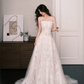 Square Neck Spaghetti Strap Embroidery A Line Wedding Dress Bridal Gown  NV7271