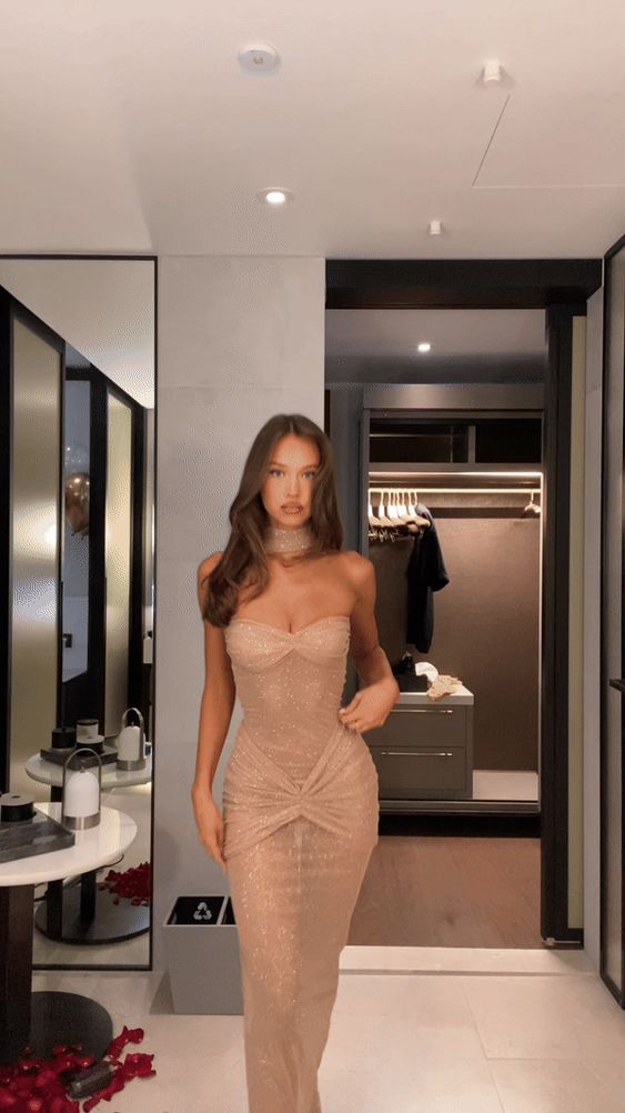 Robe de soirée moulante à la mode champagne nv1866