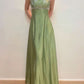 Green Stylish Elegant Exquisite Beaded Spaghetti Strap Long satin Prom Dress Evening Dress Party Dress Prom Dress nv4021