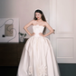 Strapless Satin Princess Ballgown Wedding Dress with 3D Bow Flower  NV7369