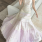 Pink Ombre Strapless Tiered Sequin Tulle Ball Gown Prom Dress  NV7138
