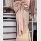 Robe de soirée longue en satin rose et blanc, simple et élégante avec décoration en nœud dans le dos, robe de bal, robe de soirée, robe de fête nv2270