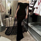 Black noble and elegant mermaid slim lace cape elegant long floor-length trailing ball gown evening dress party dress nv1914