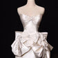 White exquisite beading fashion short satin homecoming dress birthday party dress nv5284