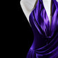 Purple Simple Elegant Satin Long Prom Dress Evening Gown Party Dress nv4256