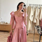 Rosafarbenes, modisches, langes Ballkleid mit Trägern und Schleife, Abendkleid, Partykleid nv3064