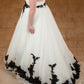 Black Delicate Lace Long Tulle Wedding Dress NV6705