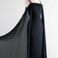 Black Satin Tulle Cape-Sleeve Square Neck Embellished Vintage Elegant Gown NV6255
