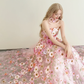 Pink 3D Floral Halter Prom Gown Tulle A-Line Formal Dress  NV7171