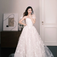 Strapless Sweetheart 3D Flower A Line Wedding Gown with Bow Sash  NV7345