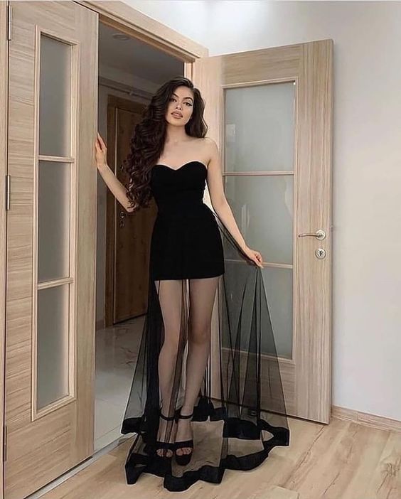 Schwarzes Tube-Top, sexy, langes Ballkleid, Abendkleid, Partykleid, NV2182