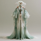 Light Sage Green Chinese Style Jellyfish Organza Gown with Stand Collar and Wide Sleeves  NV7492