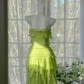 Light Green Spaghetti Straps Tiered Chiffon Short Formal Dress With Sparkle Beads Irregular Flowy Skirt  NV6887