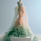 Pink Mint Green Gradient Spaghetti Strap Beaded Mermaid Gown  NV7477