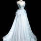 Light blue elegant sweet exquisite beaded long tulle ball gown evening dress Graduation dress adult dress nv3778