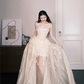 Spaghetti Strap 3D Flower Sheer Tulle Prom Dress, Square Neck Formal Gown  NV7337