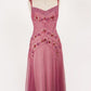 NiceVestidos--Pink beaded mid-length homecoming dress prom dress NV5692