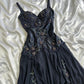 Navy Dark Fairy Vintage Short Satin Homecoming Dress nv5352