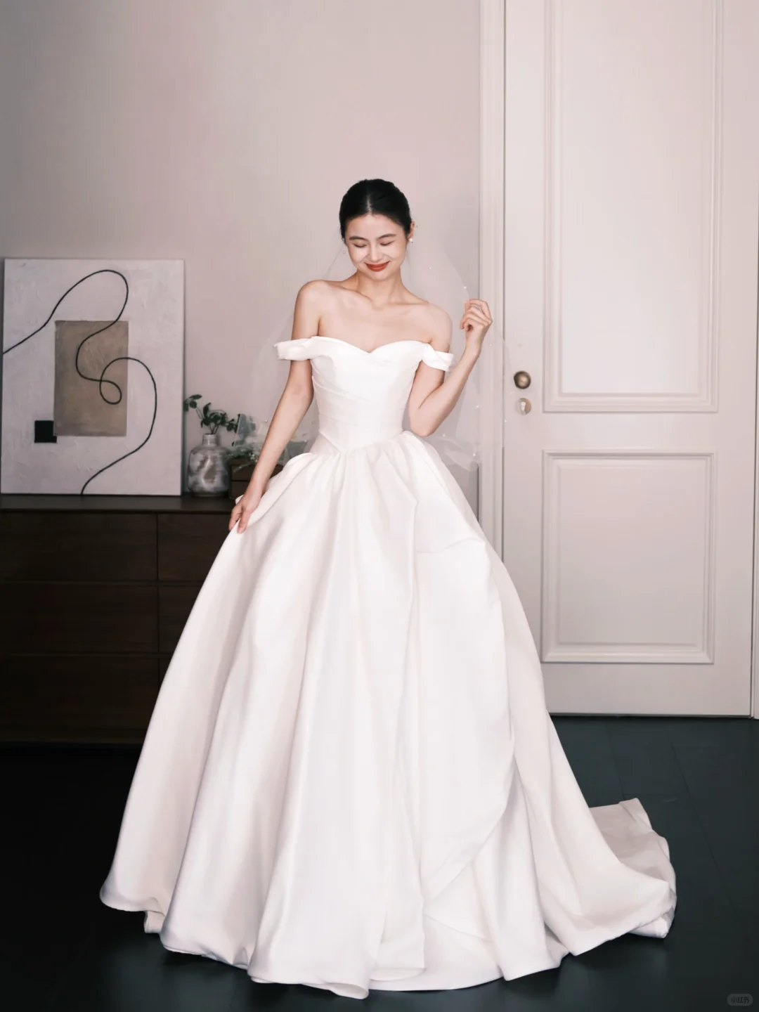 Off Shoulder Sweetheart Satin Wedding Ball Gown  NV7321