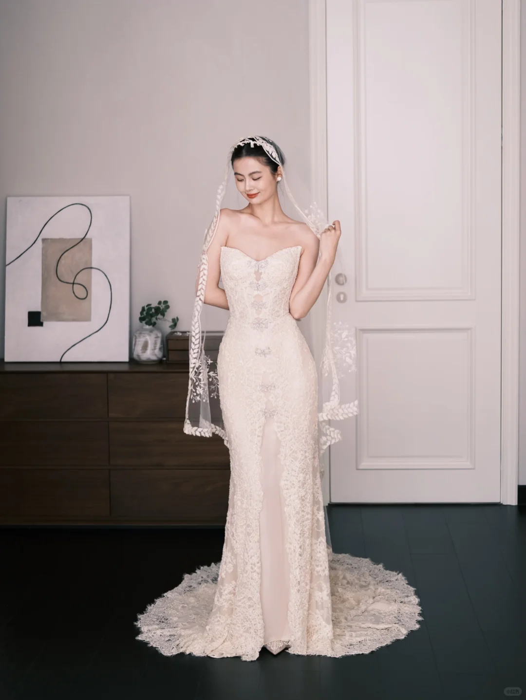 Sweetheart Lace Mermaid Wedding Dress Strapless Bridal Gown  NV7273