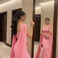 Robe de soirée longue rose simple et élégante avec bretelles et ruban nv2440