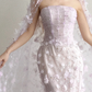Strapless Lavender Mermaid Prom Dress With 3D Floral Cape  NV7119
