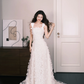 3D Floral Tulle Wedding Dress Square Neck Wide Strap  NV7316