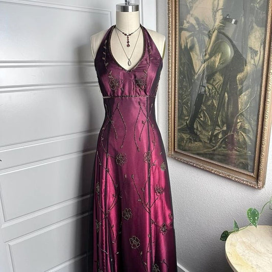 Black/Burgundy Vintage Fashion Exquisite Beading Elegant Backless Long Satin Tulle Formal Prom Dress Evening Gown Party Dress nv3649