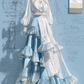 Vintage Gold Embroidery Tiered Ruffle Two Piece Victorian Maxi Gown  NV7395