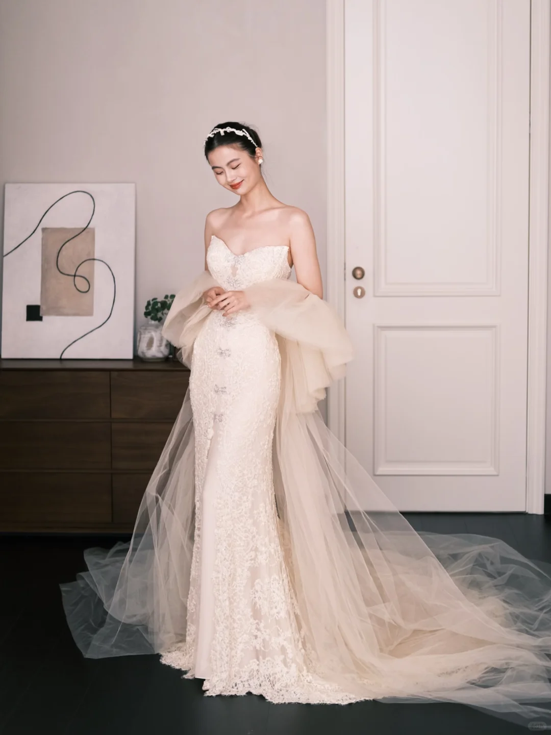 Sweetheart Lace Mermaid Wedding Dress Strapless Bridal Gown  NV7273
