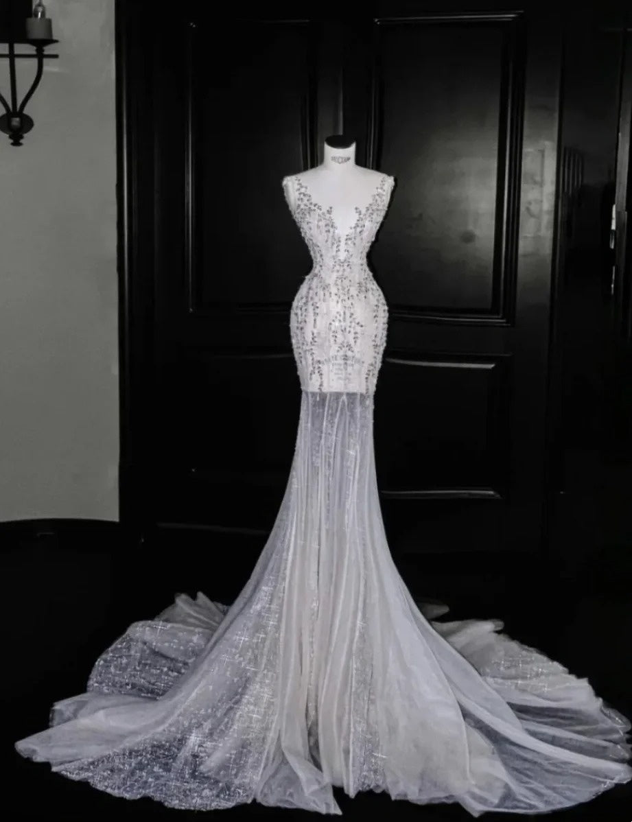 Venus Gorgeous Full Body Nail Bead Baroque Style Elegant Retro Elegant Princess Wedding Dress, Banquet Dress, Birthday Dress NV6738