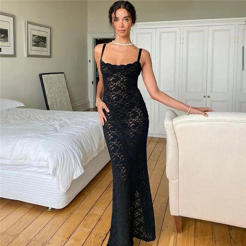 Sexy Slim Fit Strapskleid Durchsichtiges Ballkleid One-Shoulder Strapskleid Spitzen Abendkleid nv1757