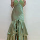 Grünes Vintage Perlenbesetztes langes Ballkleid Abendkleid nv2098