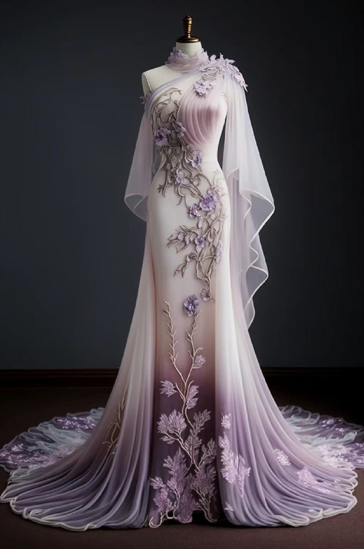 Pink purple gorgeous retro fashion one shoulder elegant floral applique slim fit long Tulle mermaid tulle floor length evening dress prom dress nv3830