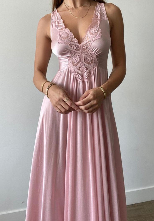 Pink Elegant Fashion Sweet Delicate Lace Long Satin Veil Ball Gown Evening Gown Party Gown Prom Gown Bridesmaid Dress nv3897