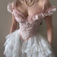Pink Sweet Fashion Short Lace Homecoming Dress Birthday Party Dress nv4887