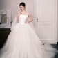 Strapless Draped Satin Tulle Wedding Dress with Rose Embroidery  NV7361
