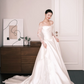 Off The Shoulder Satin Ballgown Wedding Dress Detachable Lace Sleeves Bridal Gown  NV7205