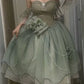 Green Cute Off Shoulder A Line Floral Short tulle Party Dress Mini Birthday Dress Homecoming Dress Prom Dress nv4172