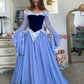 NiceVestidos-_Pink/Blue Long-Sleeved Velvet Tulle Long Dress NV6005