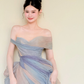 Off Shoulder Watercolor Ombre Ruffle Tulle Prom Gown  NV7417