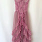 Pink Sweet Delicate Lace Spaghetti Strap Long Tulle ruffled Ball Gown Evening Dress Birthday Party Dress Prom Dress nv3908
